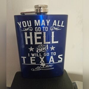Blue Flask with Texas Quote